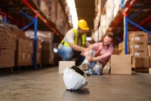 Warehouse employee injured on their leg at work and in need of a Workers Compensation Lawyer.