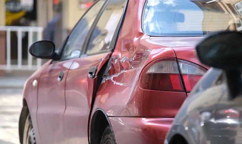 Rental car involved in a car accident in South Carolina with visible damage representing liability questions